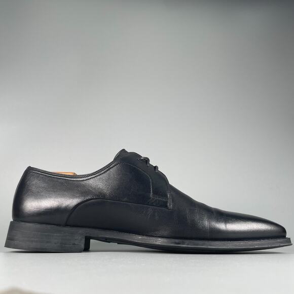 Magnanni Men\'s 12 M Black Leather Plain Toe Derby Oxford Dress Shoes Casual EUC main image 7